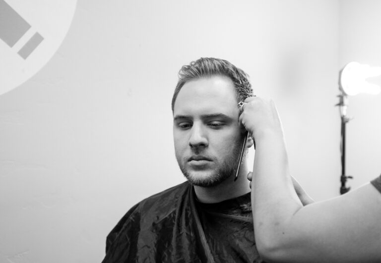 Antony in action cutting customers hair at Antony Locke Barbers